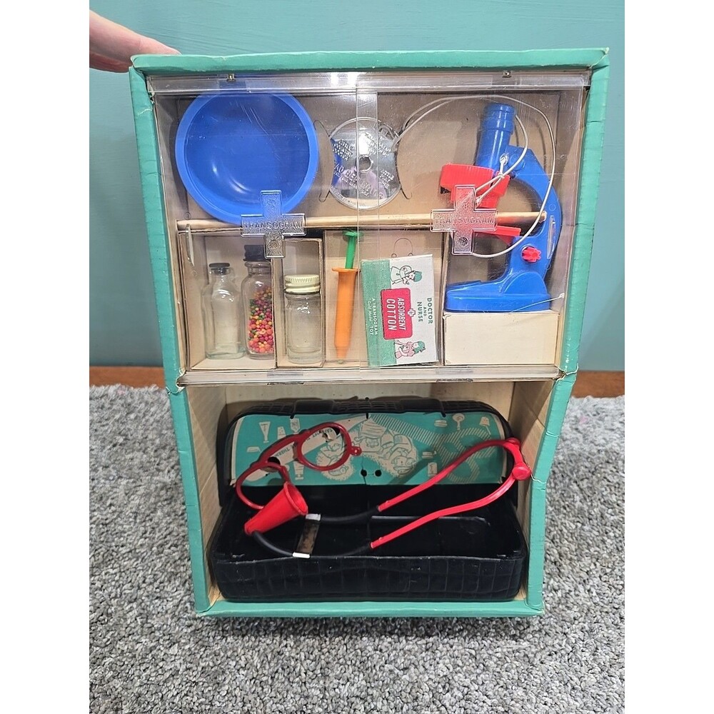 Vintage Transogram Doctor Nurse Medical Play Set Stethoscope Medicine Chest